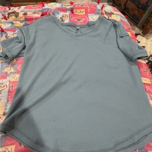 Blue off the shoulder Short Sleeve Top